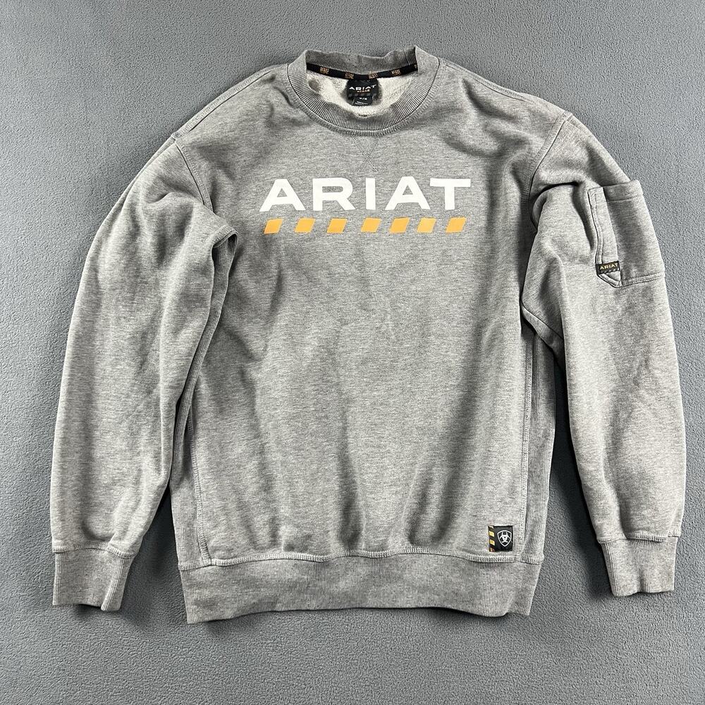 Ariat Rebar Sweater Mens Medium Gray Graphic Pullover Sweatshirt Workwear